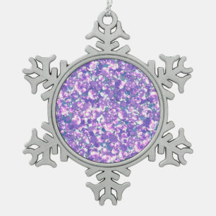 Nahtlose Glitzer-Sequenzen funkeln lila violetten  Schneeflocken Zinn-Ornament
