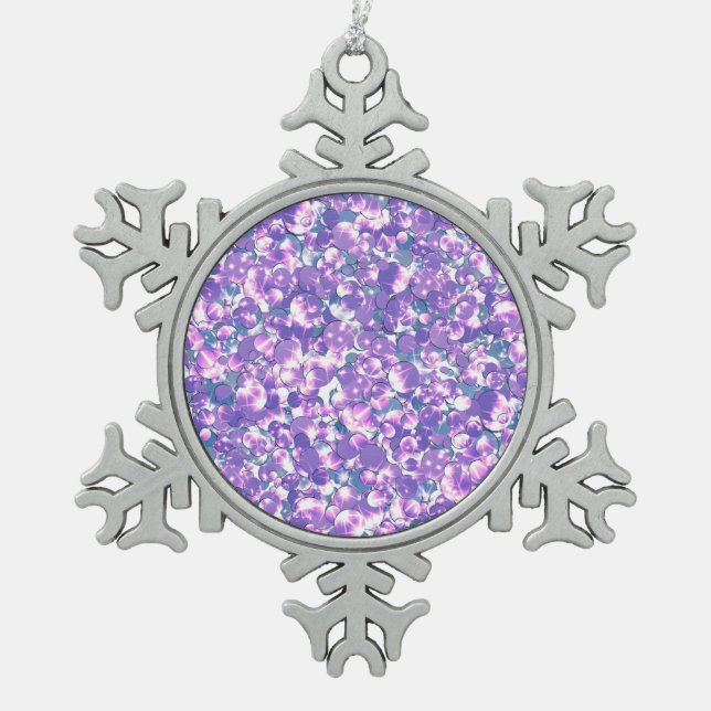 Nahtlose Glitzer-Sequenzen funkeln lila violetten  Schneeflocken Zinn-Ornament (Vorderseite)