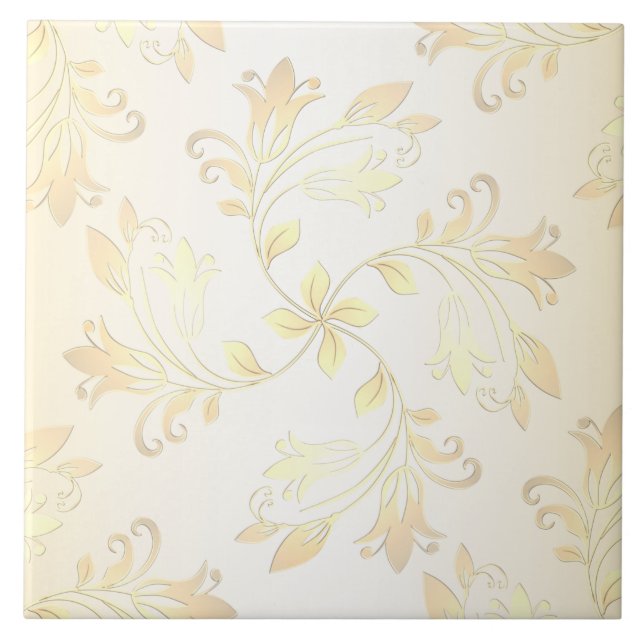 Nahtlose Gold Floral Keramik Tile Fliese (Vorderseite)