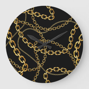 Nahtlose goldene Kette, elegantes Muster. Große Wanduhr