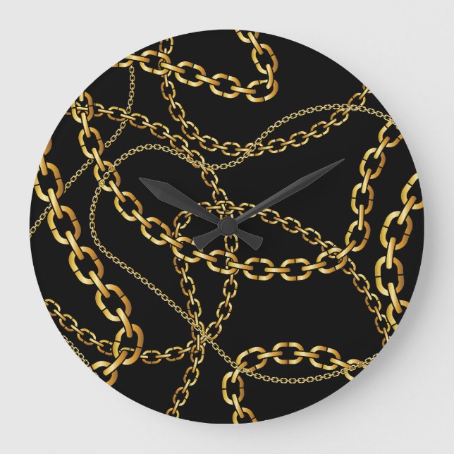 Nahtlose goldene Kette, elegantes Muster. Große Wanduhr (Vorderseite)