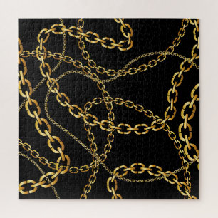 Nahtlose goldene Kette, elegantes Muster. Puzzle
