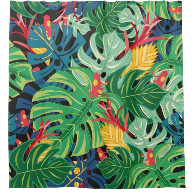 Nahtlose Grafik mit Blätter monstera und  Duschvorhang (Vorderseite)