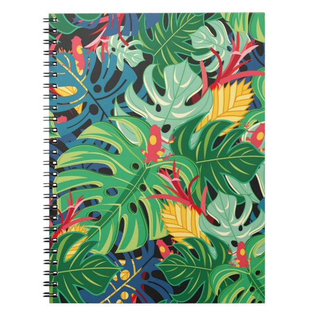 Nahtlose Grafik mit Blätter monstera und  Notizblock (Vorderseite)