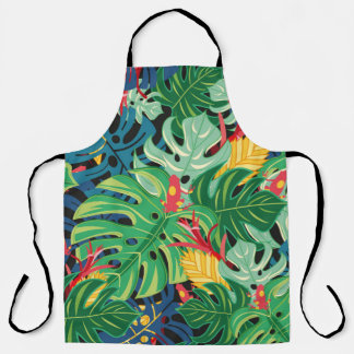 Nahtlose Grafik mit Blätter monstera und Schürze