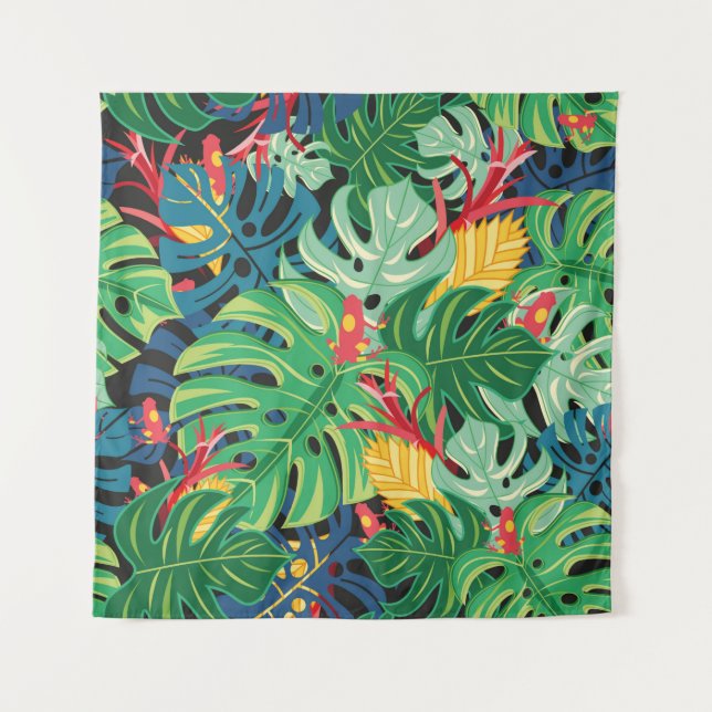 Nahtlose Grafik mit Blätter monstera und  Wandteppich (Vorderseite)