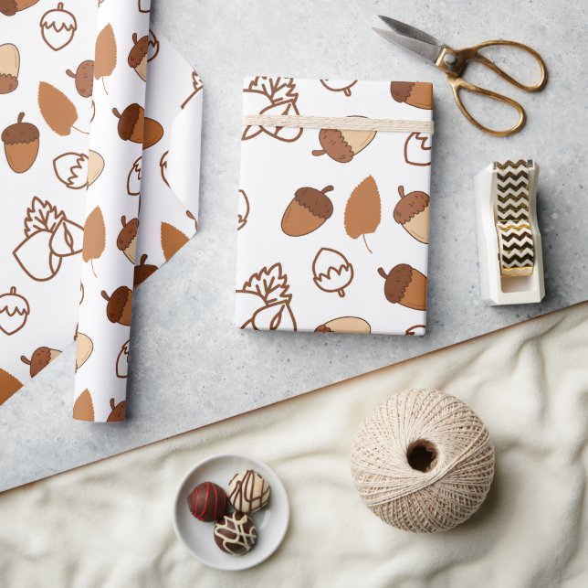 Nahtlose Hazelnusswrapping Papier Gemütliche Herbs Geschenkpapier (Kunsthandwerk)