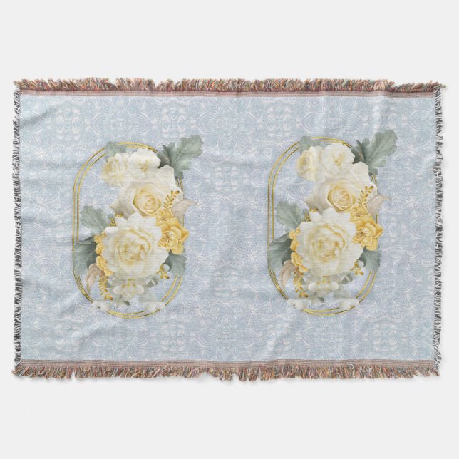 Nahtlose hellblaue, rosa und weiße Mandalase Decke (Vorderseite)