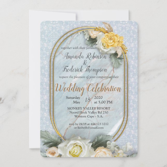 Nahtlose hellblaue, rosa und weiße Mandalase Einladung (Vorderseite)