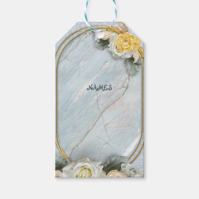 Nahtlose hellblaue, rosa und weiße Mandalase Geschenkanhänger (Vorderseite)