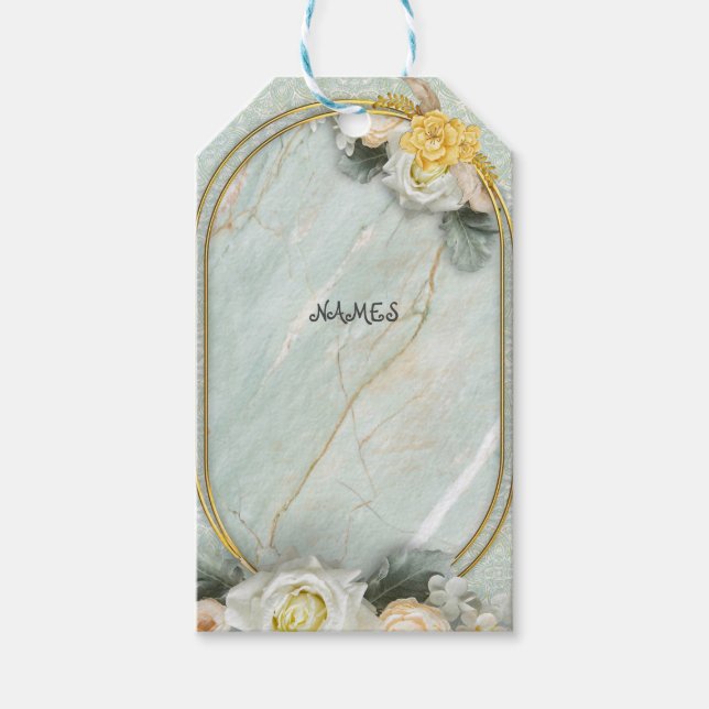 Nahtlose hellgrüne, gelbe und weiße Mandalase Geschenkanhänger (Vorderseite)