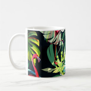 Nahtlose Hintergrundblumen. Tropischer verlass Kaffeetasse