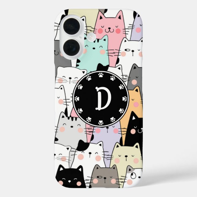 Nahtlose Illustration Cats Monogramm Case-Mate iPhone Hülle (Rückseite)