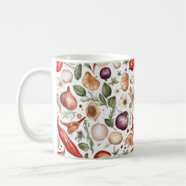Nahtlose Illustration einer Vielfalt von Obstveges Kaffeetasse