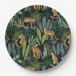 Nahtlose Illustration Leopard Dschungel Wald Custo Pappteller