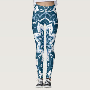 Nahtlose Islamische Kunst farbenfroh blau Leggings