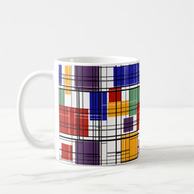 Nahtlose, karierte karierte geometrische Quadrate Kaffeetasse (Links)
