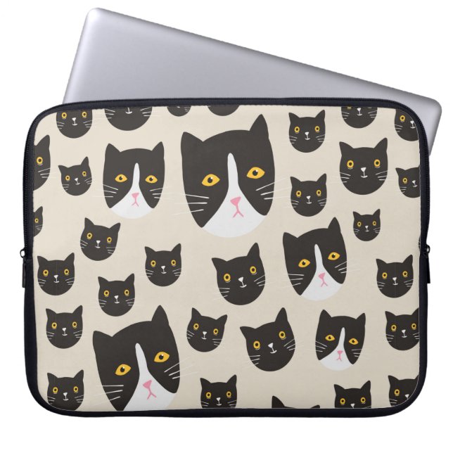 Nahtlose Katze Laptopschutzhülle (Vorderseite)