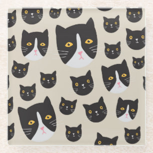 Nahtlose Katze, whimsical Muster Illustration. Glasuntersetzer
