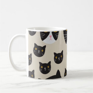Nahtlose Katze, whimsical Muster Illustration. Kaffeetasse