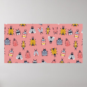 Nahtlose kinetische Muster mit Käfer und Käfer in Poster