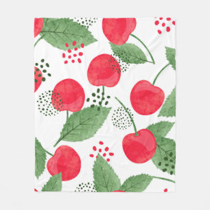 Nahtlose Kirschmuster Vintage Wasserfarbenkrankhei Fleecedecke
