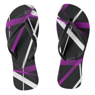Nahtlose Kreuzungen Lila und weiße Linien Flip Flops