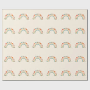 Nahtlose lächelnde Blumen Pastell-Regenbogen-Muste Geschenkpapier