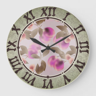 Nahtlose leichte Pflaumenfrüchte lila Beeren Kirsc Große Wanduhr