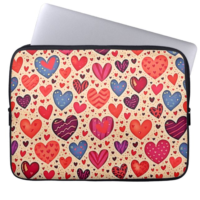 Nahtlose Liebe Herzdesign Kunst Laptopschutzhülle (Vorderseite)