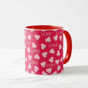 Nahtlose LIEBE Valentinstag rosa, weiße Kratzer Tasse