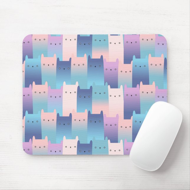 Nahtlose lila rosa Katzen Mousepad (Mit Mouse)