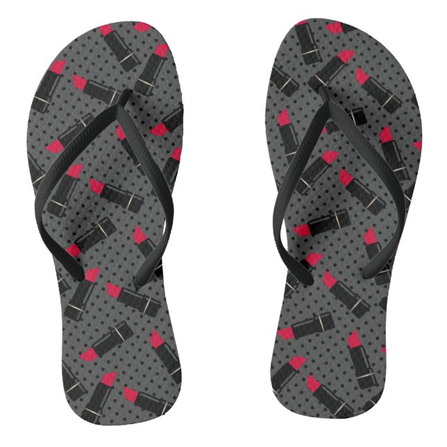 Nahtlose Lippenstift-Lippendesign-Muster Schönheit Flip Flops (Fußbett)