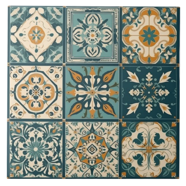 Nahtlose mediterrane Keramik Tile: 9 Mini-Fliesen Fliese (Vorderseite)