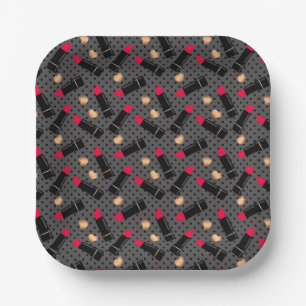 Nahtlose Mode Kosmetische rote Lippenstift-Polka-P Pappteller