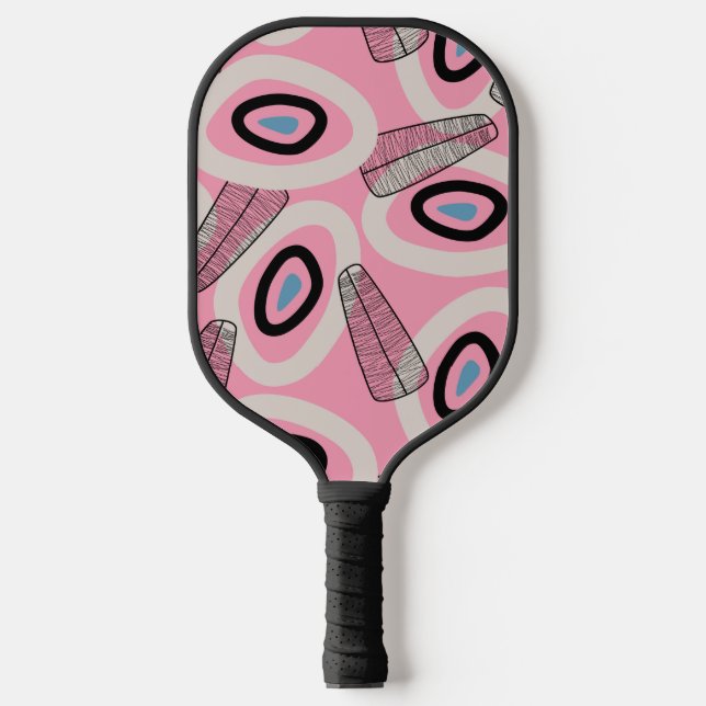 Nahtlose moderne Kunst des mittleren Jahrhunderts Pickleball Schläger (Vorderseite)