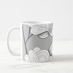 Nahtlose monochrome Blumenmuster Hand Drawn Flo Kaffeetasse