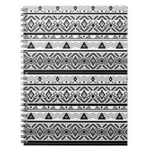 Nahtlose monochrome Ethno-Muster-Hintergrund Notizblock