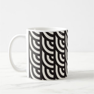 Nahtlose monochrome geometrische Muster. Abstrakte Kaffeetasse