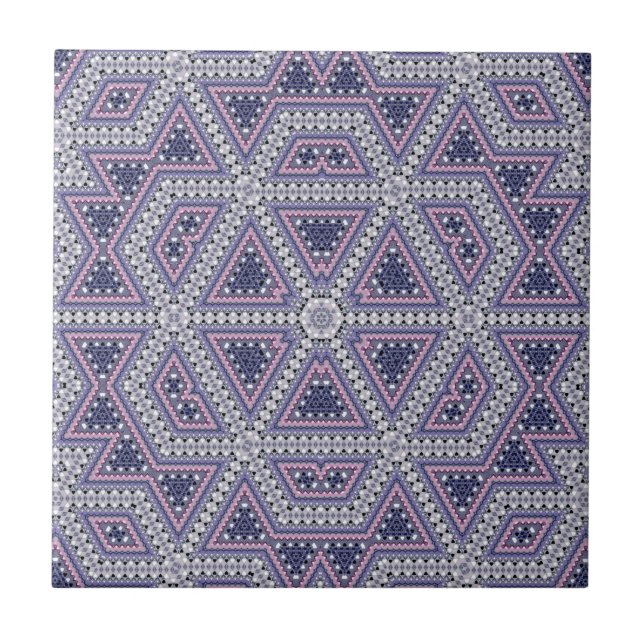 Nahtlose Mosaik abstrakte Kaleidoskop-Violett-Tria Fliese (Vorderseite)