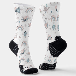 Nahtlose Muster-Blume und Boho Rainbow Socken