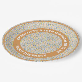 Nahtlose Muster der Sommerferien-Blume auf Grau Pappteller