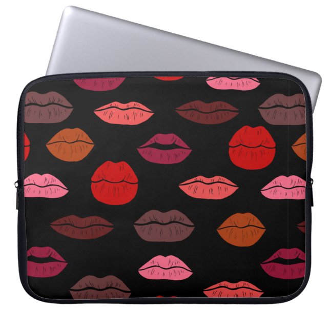 Nahtlose Muster farbige Lippen Laptopschutzhülle (Vorderseite)