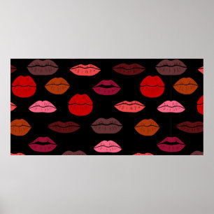 Nahtlose Muster farbige Lippen Poster