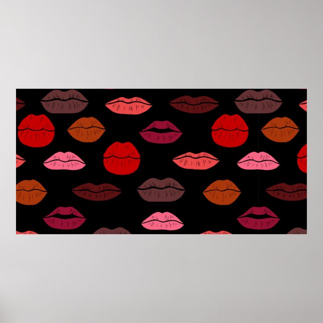Nahtlose Muster farbige Lippen Poster (Vorne)