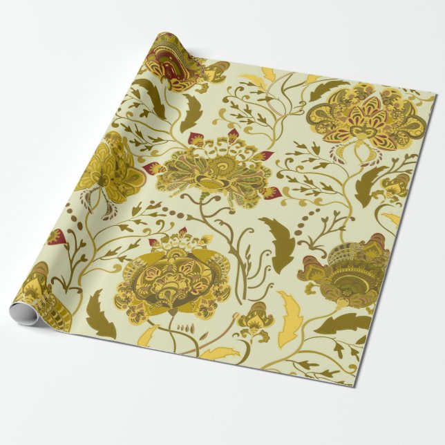 Nahtlose Muster, große indische Paisley-Blume. Tre Geschenkpapier (Ungerollt)