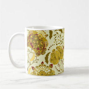 Nahtlose Muster, große indische Paisley-Blume. Tre Kaffeetasse