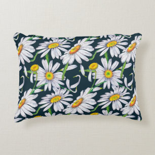 Nahtlose Muster großer Kamille-Blume, Blätter Dekokissen