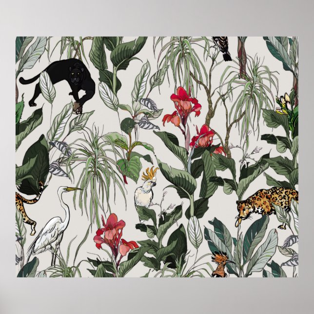 Nahtlose Muster handgezeichnete botanische Illustr Poster (Vorne)