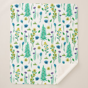 Nahtlose Muster mit Farn und Blume Sherpadecke
